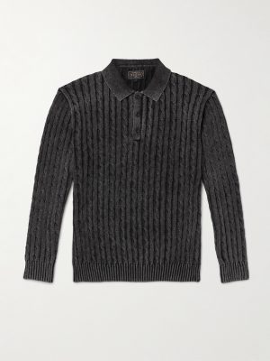 Cable-Knit Cotton Polo Shirt Cable-Knit Cotton Polo Shirt