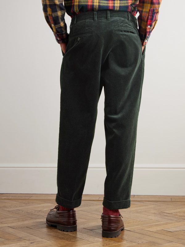Cropped Pleated Cotton-Corduroy Trousers - BK Cropped Pleated Cotton-Corduroy Trousers - BK