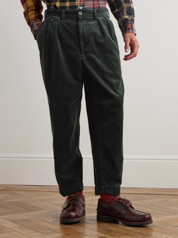 Cropped Pleated Cotton-Corduroy Trousers - FR Cropped Pleated Cotton-Corduroy Trousers - FR
