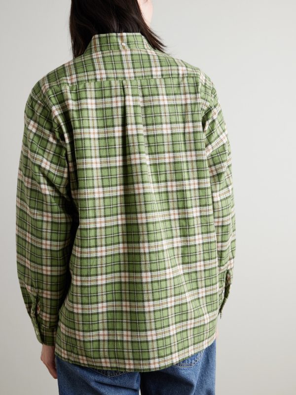 Button-Down Collar Checked Cotton-Dobby Shirt - BK