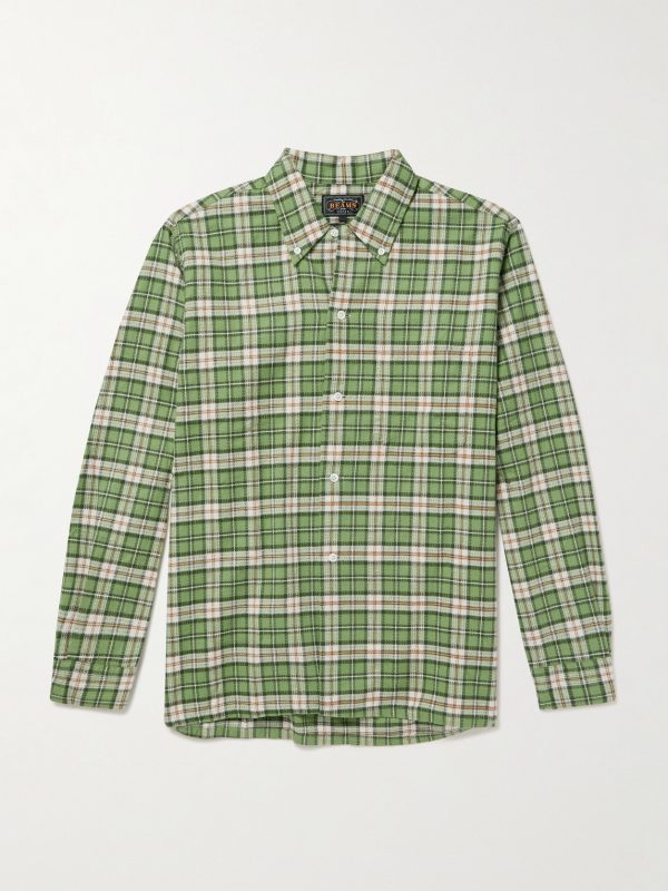 Button-Down Collar Checked Cotton-Dobby Shirt