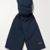 Muffler Boa Logo-Appliquéd Padded Plush-Trimmed Quilted Shell Scarf Muffler Boa Logo-Appliquéd Padded Plush-Trimmed Quilted Shell Scarf