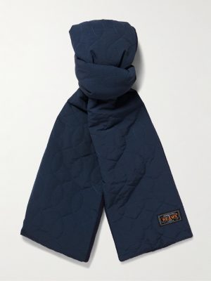 Muffler Boa Logo-Appliquéd Padded Plush-Trimmed Quilted Shell Scarf