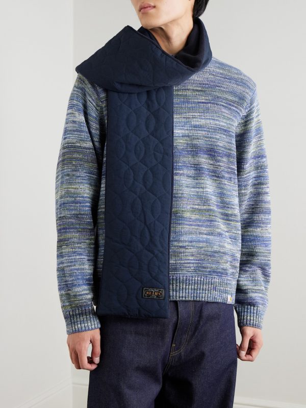 Muffler Boa Logo-Appliquéd Padded Plush-Trimmed Quilted Shell Scarf - OU Muffler Boa Logo-Appliquéd Padded Plush-Trimmed Quilted Shell Scarf - OU