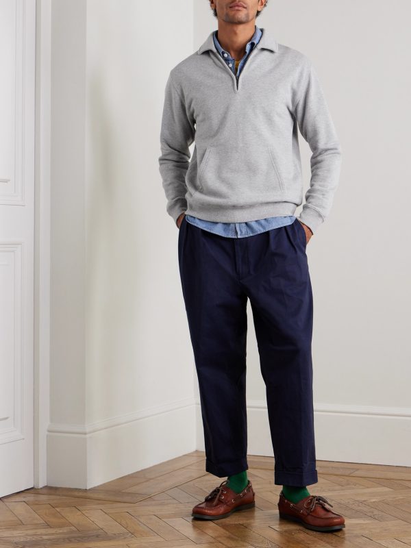 Slim-Fit Cotton-Jersey Half-Zip Sweatshirt - OU Slim-Fit Cotton-Jersey Half-Zip Sweatshirt - OU