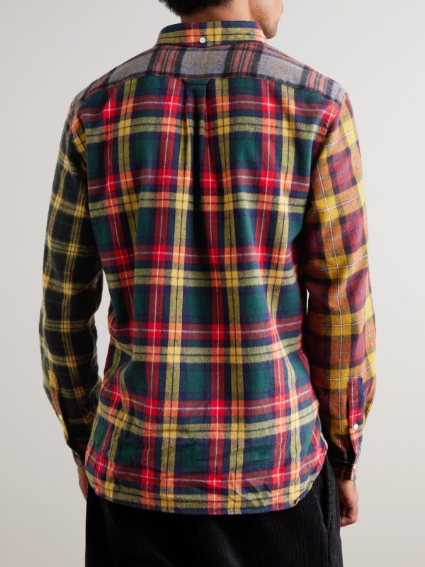 Patchwork Checked Cotton-Flannel Shirt - BK Patchwork Checked Cotton-Flannel Shirt - BK