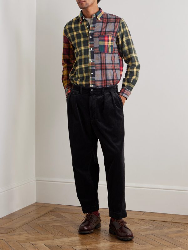 Patchwork Checked Cotton-Flannel Shirt - OU Patchwork Checked Cotton-Flannel Shirt - OU