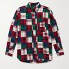 Button-Down Collar Patchworked Checked Wool-Madras Shirt Button-Down Collar Patchworked Checked Wool-Madras Shirt
