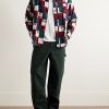 Button-Down Collar Patchworked Checked Wool-Madras Shirt - OU Button-Down Collar Patchworked Checked Wool-Madras Shirt - OU