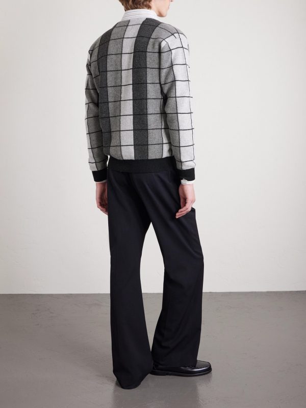 Checked Wool Cardigan - BK