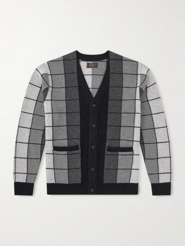 Checked Wool Cardigan