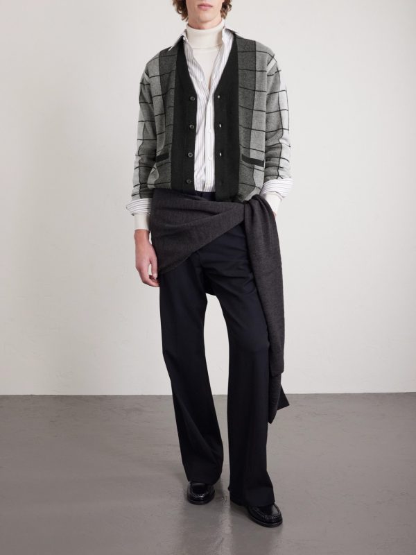 Checked Wool Cardigan - OU