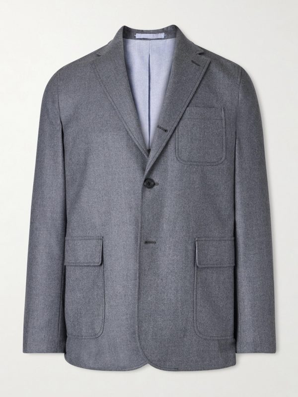Wool-Blend Flannel Blazer