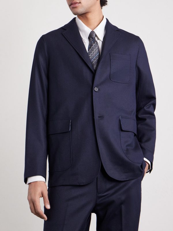 Wool-Blend Flannel Blazer - FR Wool-Blend Flannel Blazer - FR