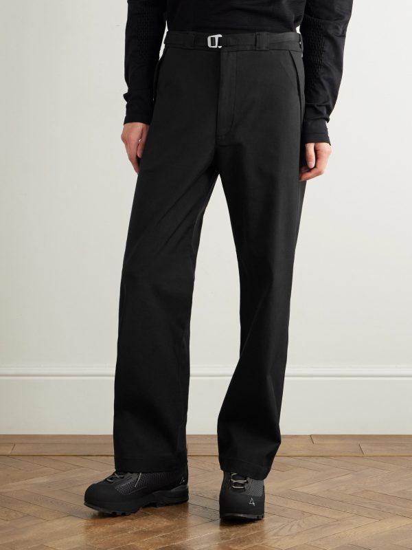 Slim-Fit Straight-Leg Logo-Embroidered Belted Cotton-Blend Twill Trousers - FR