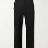 Slim-Fit Straight-Leg Logo-Embroidered Belted Cotton-Blend Twill Trousers