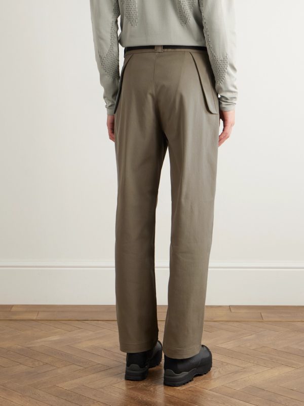 Slim-Fit Straight-Leg Logo-Embroidered Belted Cotton-Blend Twill Trousers - BK