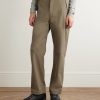 Slim-Fit Straight-Leg Logo-Embroidered Belted Cotton-Blend Twill Trousers - FR