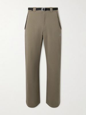 Slim-Fit Straight-Leg Logo-Embroidered Belted Cotton-Blend Twill Trousers Slim-Fit Straight-Leg Logo-Embroidered Belted Cotton-Blend Twill Trousers