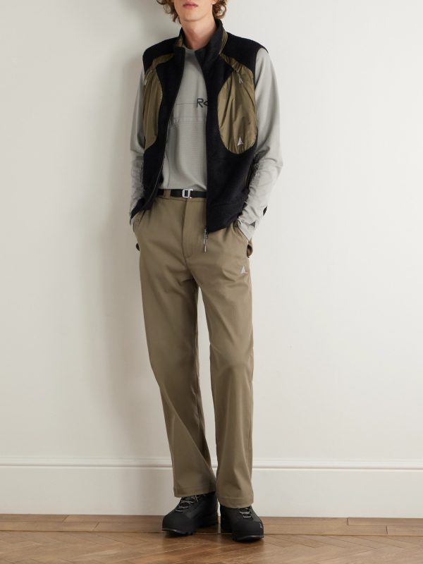 Slim-Fit Straight-Leg Logo-Embroidered Belted Cotton-Blend Twill Trousers - OU
