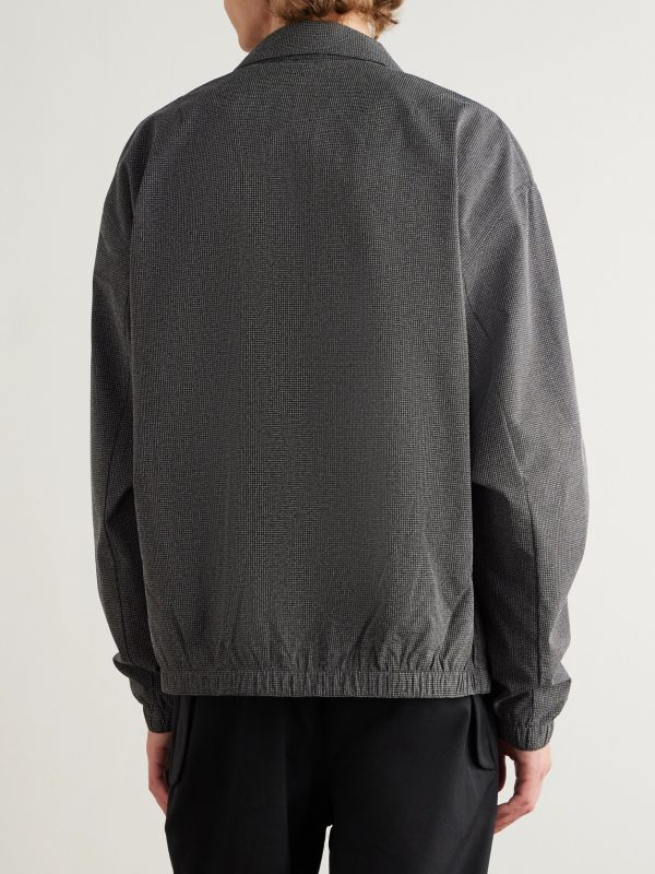 Lamon Logo-Embroidered Micro-Check Shell Jacket - BK Lamon Logo-Embroidered Micro-Check Shell Jacket - BK