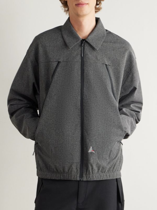 Lamon Logo-Embroidered Micro-Check Shell Jacket - FR Lamon Logo-Embroidered Micro-Check Shell Jacket - FR