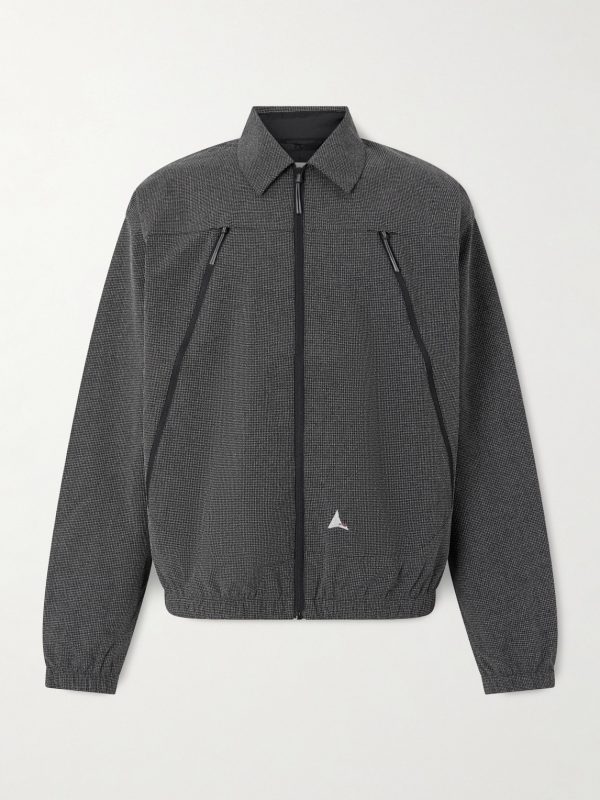 Lamon Logo-Embroidered Micro-Check Shell Jacket Lamon Logo-Embroidered Micro-Check Shell Jacket