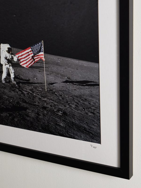 Framed 1969 Apollo 12, Adjusting The Flag Print, 16" x 20" - CU Framed 1969 Apollo 12, Adjusting The Flag Print, 16" x 20" - CU