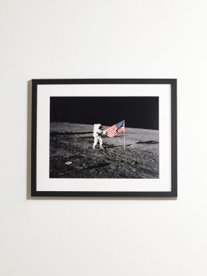 Framed 1969 Apollo 12, Adjusting The Flag Print, 16" x 20" Framed 1969 Apollo 12, Adjusting The Flag Print, 16" x 20"