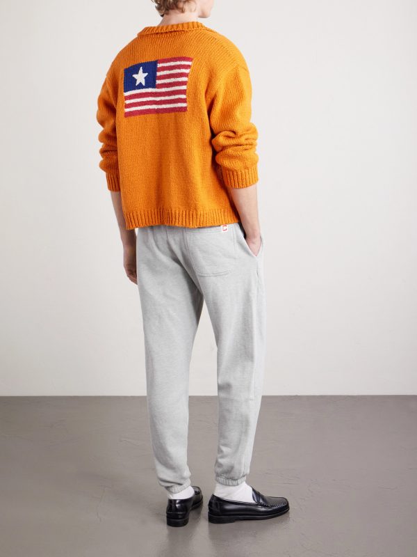 Western Athletic Embroidered Cotton-Blend Jersey Sweatpants - BK Western Athletic Embroidered Cotton-Blend Jersey Sweatpants - BK