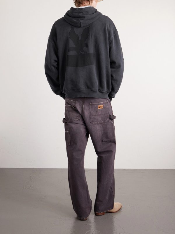 Sun Faded Thermal Cotton-Fleece Hoodie - BK Sun Faded Thermal Cotton-Fleece Hoodie - BK