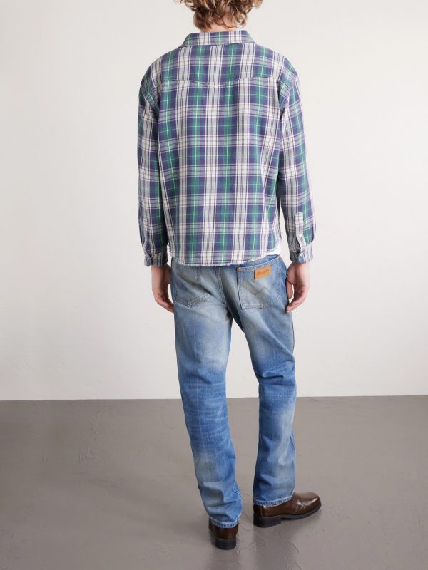 Cropped Checked Cotton-Flannel Shirt - BK Cropped Checked Cotton-Flannel Shirt - BK