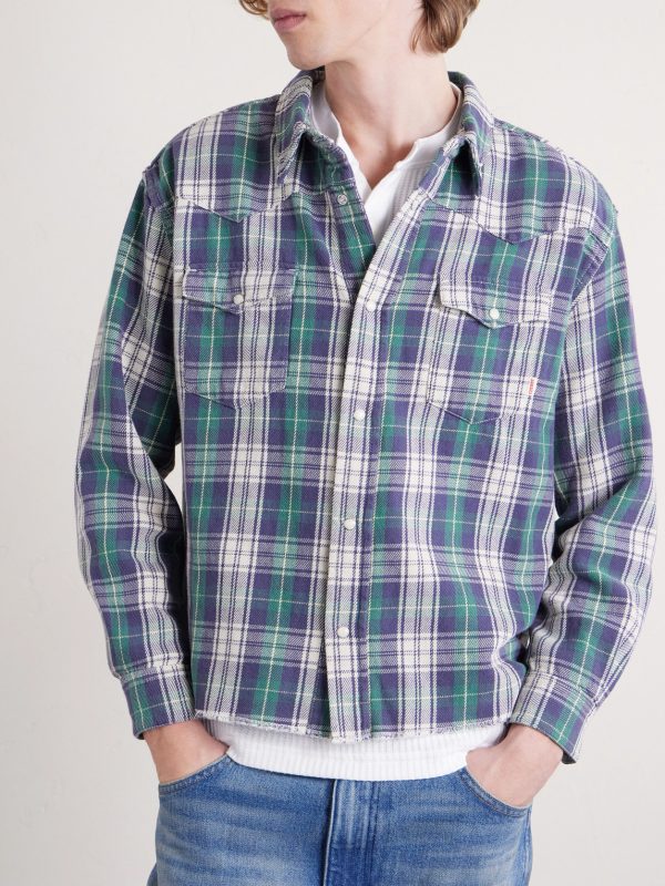 Cropped Checked Cotton-Flannel Shirt - FR Cropped Checked Cotton-Flannel Shirt - FR