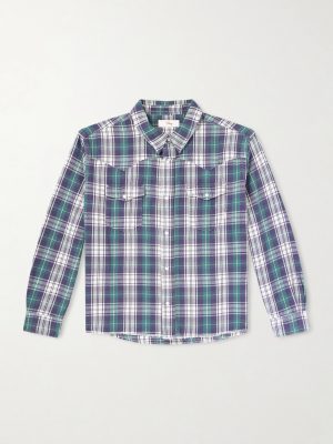 Cropped Checked Cotton-Flannel Shirt