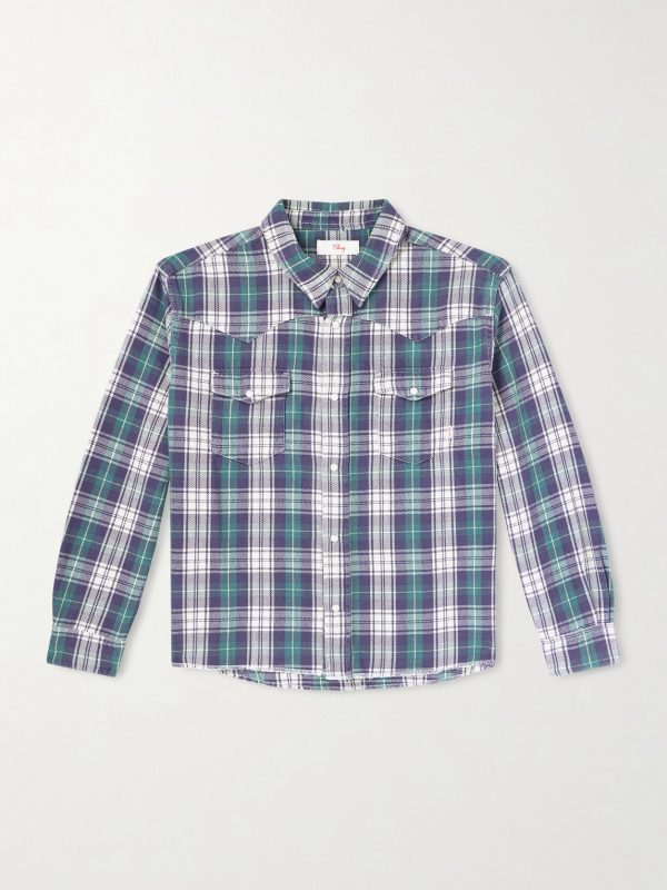 Cropped Checked Cotton-Flannel Shirt Cropped Checked Cotton-Flannel Shirt