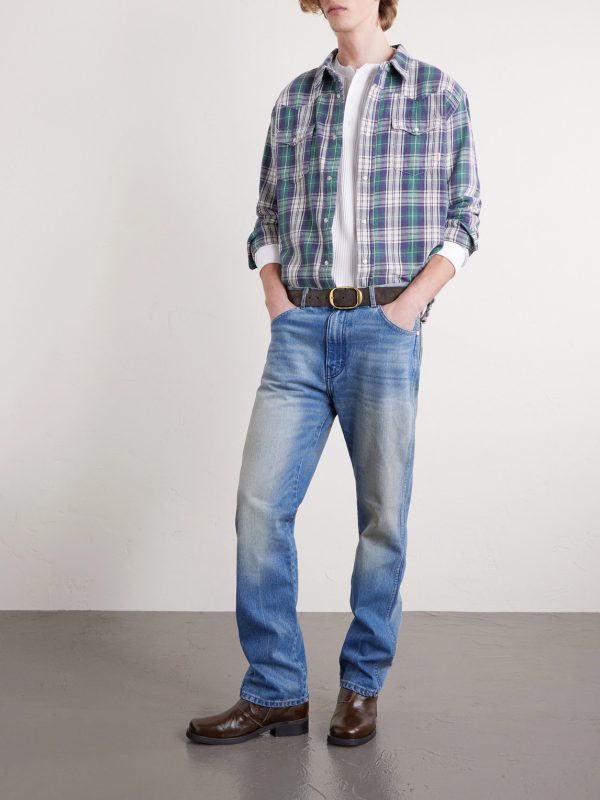 Cropped Checked Cotton-Flannel Shirt - OU Cropped Checked Cotton-Flannel Shirt - OU