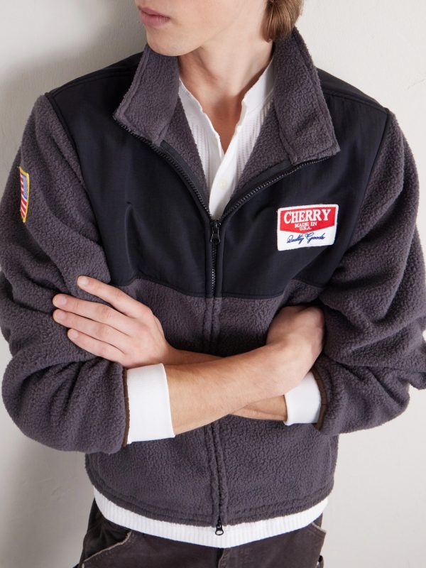 Cropped Logo-Appliquéd Shell-Panelled Fleece Jacket - CU