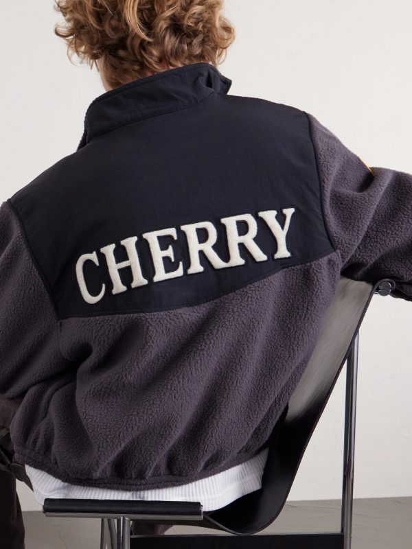 Cropped Logo-Appliquéd Shell-Panelled Fleece Jacket - E1