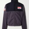 Cropped Logo-Appliquéd Shell-Panelled Fleece Jacket
