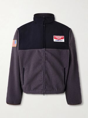 Cropped Logo-Appliquéd Shell-Panelled Fleece Jacket Cropped Logo-Appliquéd Shell-Panelled Fleece Jacket