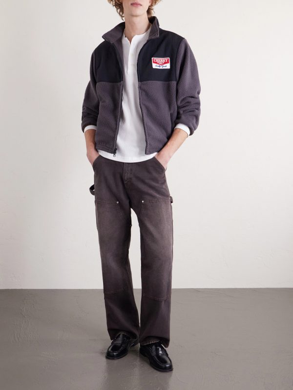 Cropped Logo-Appliquéd Shell-Panelled Fleece Jacket - OU