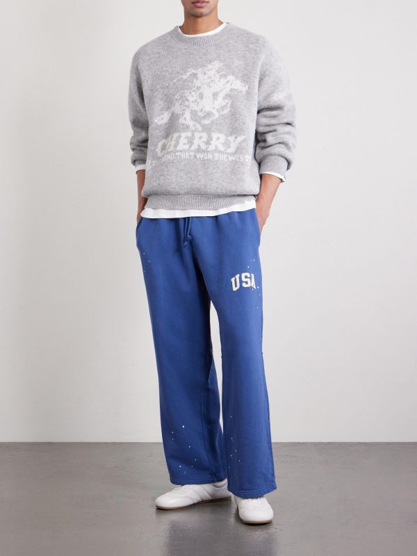 USA Parachute Appliquéd Cotton Sweatpants - OU USA Parachute Appliquéd Cotton Sweatpants - OU