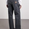 Wide-Leg Double-Knee Distressed Jeans - BK