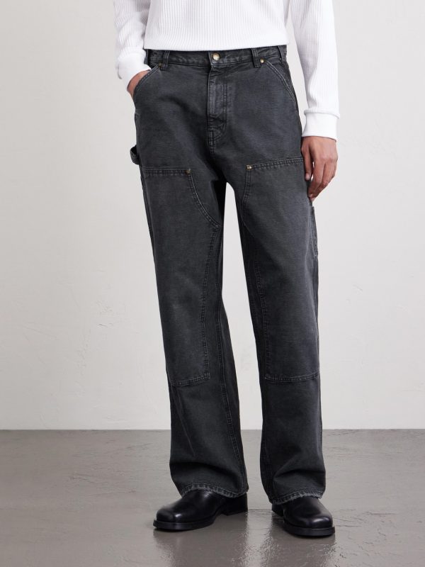 Wide-Leg Double-Knee Distressed Jeans - FR
