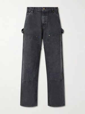 Wide-Leg Double-Knee Distressed Jeans Wide-Leg Double-Knee Distressed Jeans