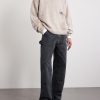 Wide-Leg Double-Knee Distressed Jeans - OU