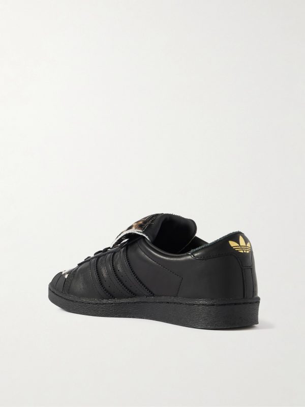 + Willy Chavarria Jabbar Leopard-Print Pony Hair-Trimmed Leather Sneakers - BK