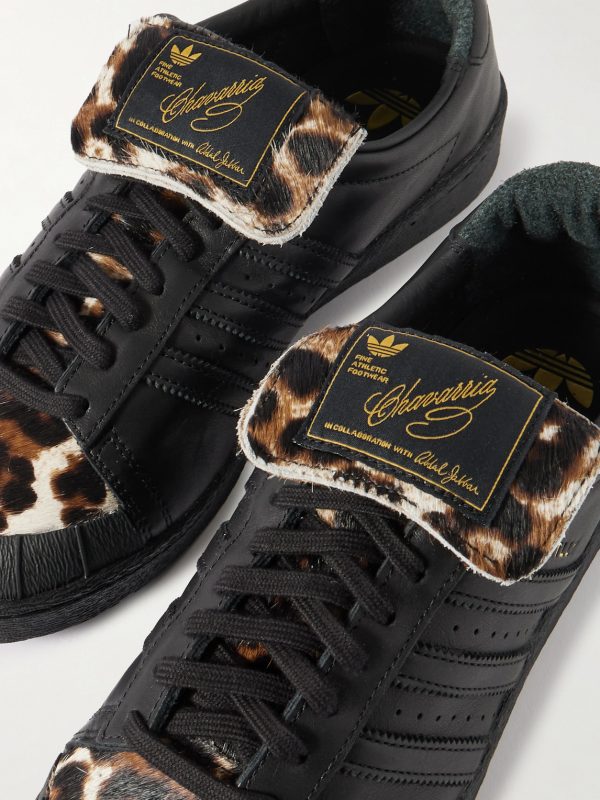 + Willy Chavarria Jabbar Leopard-Print Pony Hair-Trimmed Leather Sneakers - CU