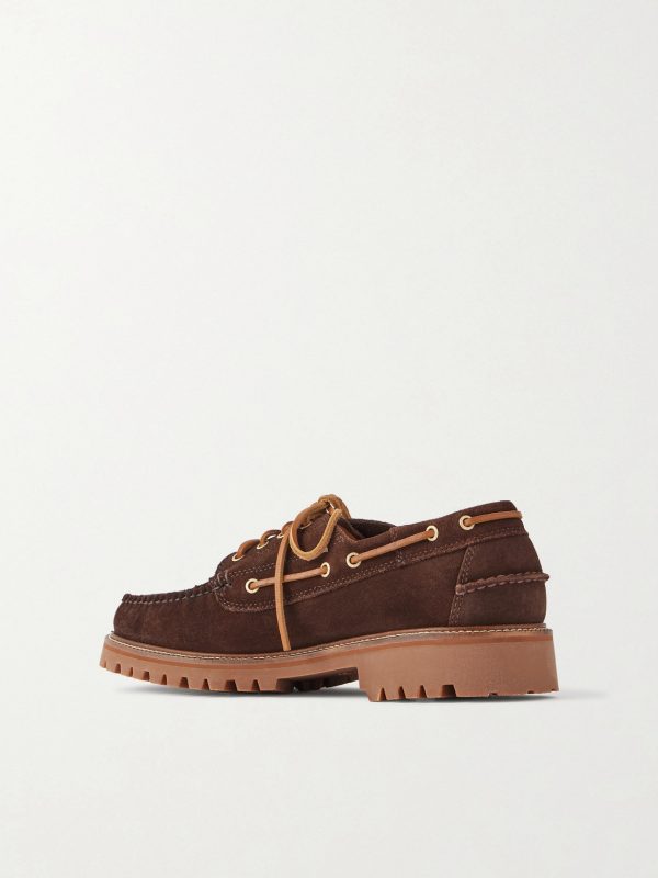 Ranger Camp Moc Leather-Trimmed Suede Boat Shoes - BK