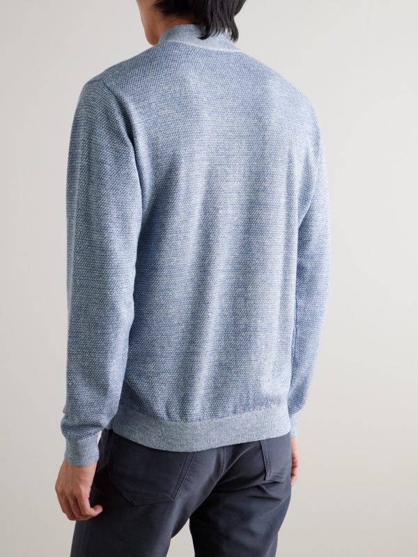 Barlow Merino Wool, Linen and Cotton-Blend Half-Zip Sweater - BK Barlow Merino Wool, Linen and Cotton-Blend Half-Zip Sweater - BK